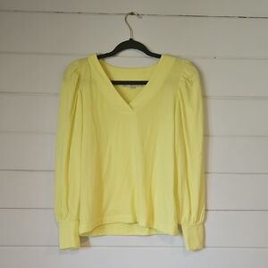 LOFT Lemon Long Sleeve V-Neck Sweater (S)